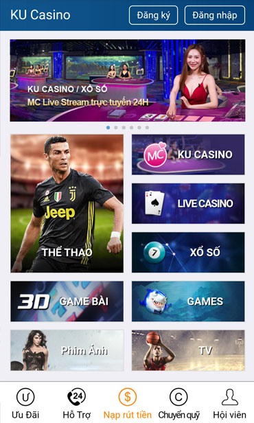 Giao diện Ku casino mobile